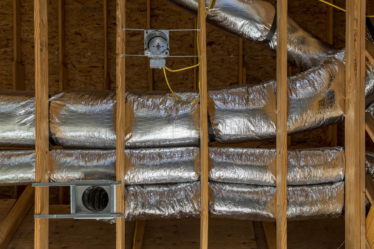 installed of HVAC vent in an attic