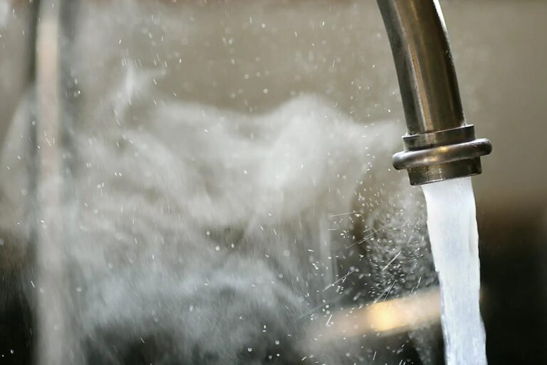 hot water coming from faucet